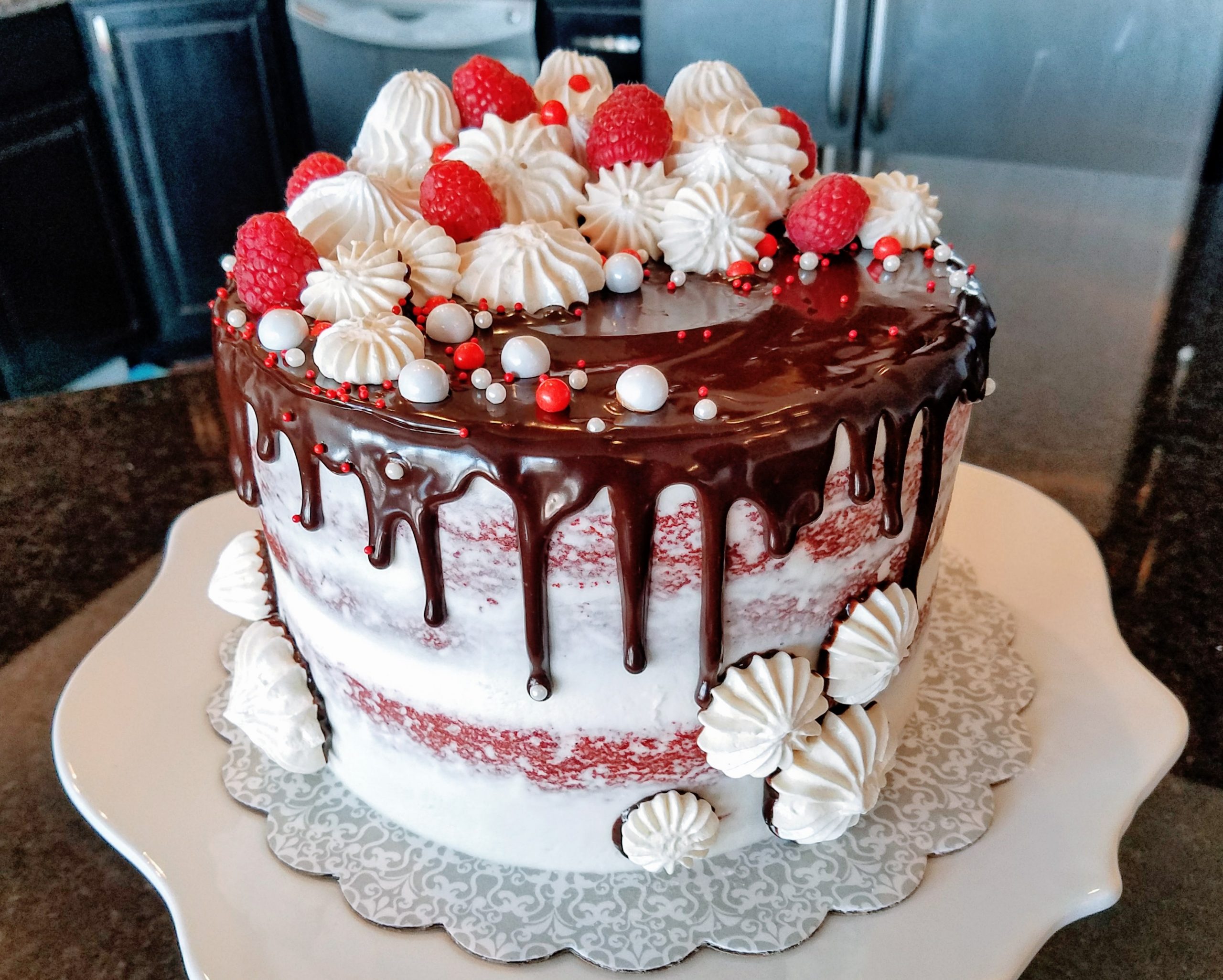 Red Velvet Chocolate Chip Cake with Pecans | Ready Set Eat