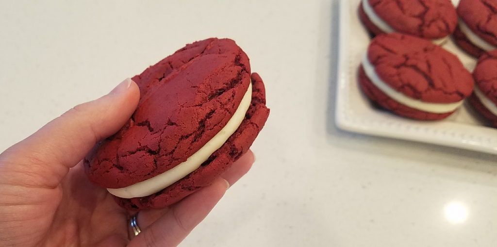 Easy Red Velvet Sandwich Cookie with Cream Cheese Frosting