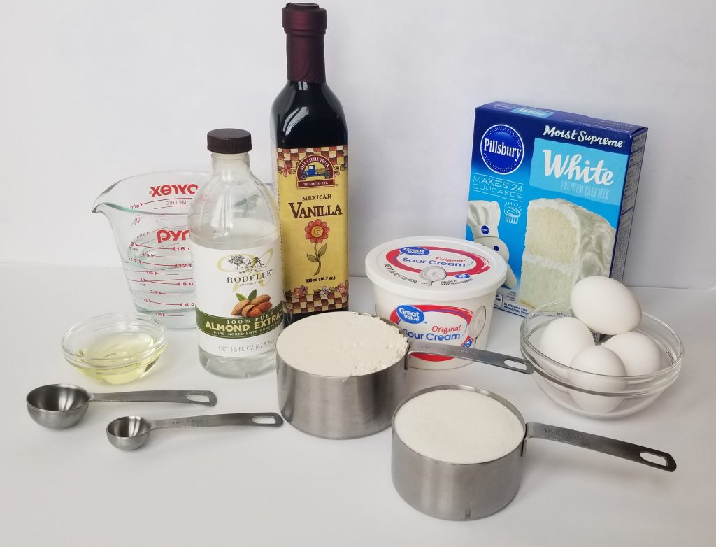 Ingredients to make Easy One Bowl Vanilla Cake