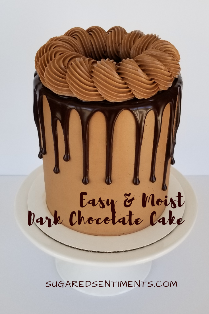 A Simple and Easy Moist Dark Chocolate Cake that has a box base but tastes better than your typical from scratch cake!