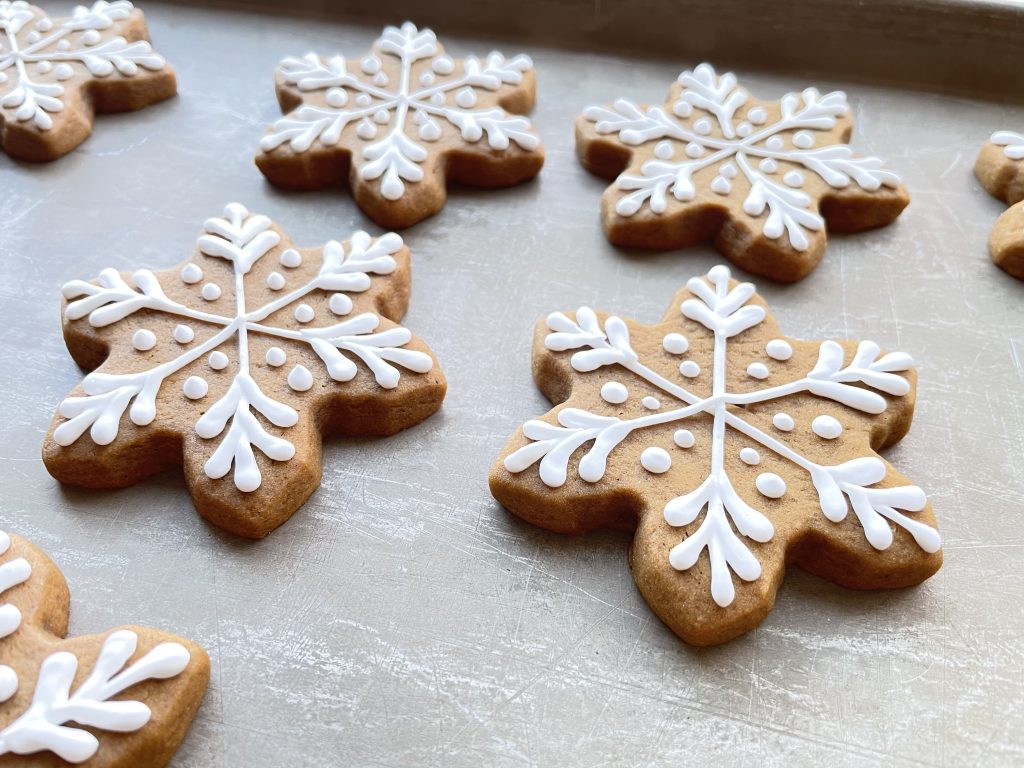 Decorated Gingerbread Snowflake Cookies