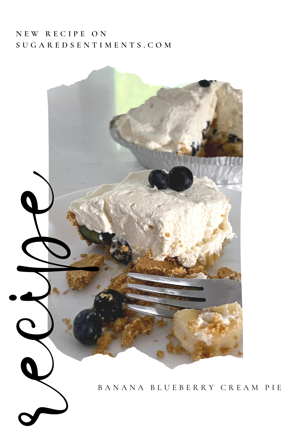 An easy no bake dessert with hints of summer blueberries and bananas. Creamy and light for even the biggest pie hater!